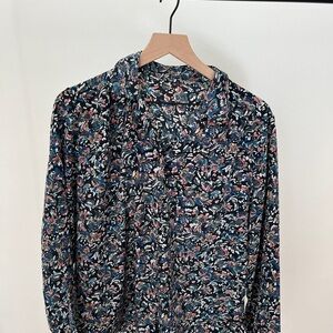 Vintage Floral Long Sleeve Blouse with button details